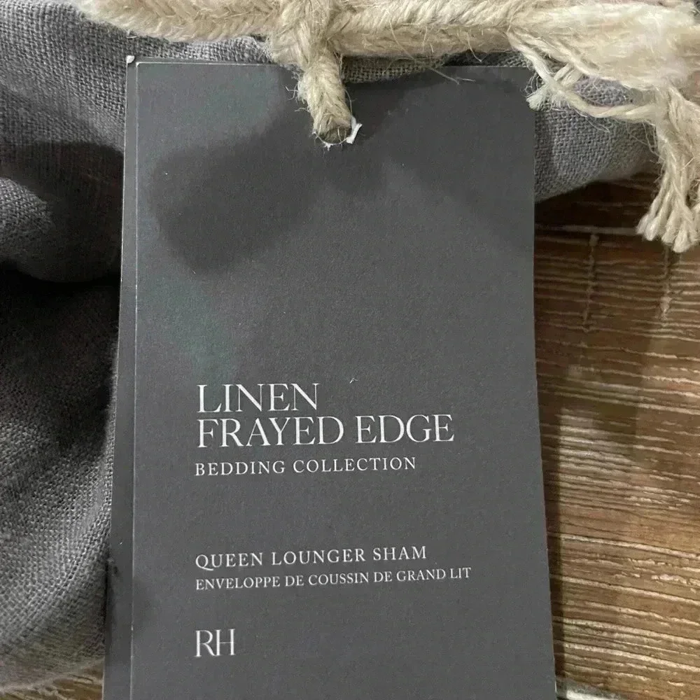 Restoration Hardware LINEN FRAYED EDGE Sham NWT -King & Queen Size- Dark Gray